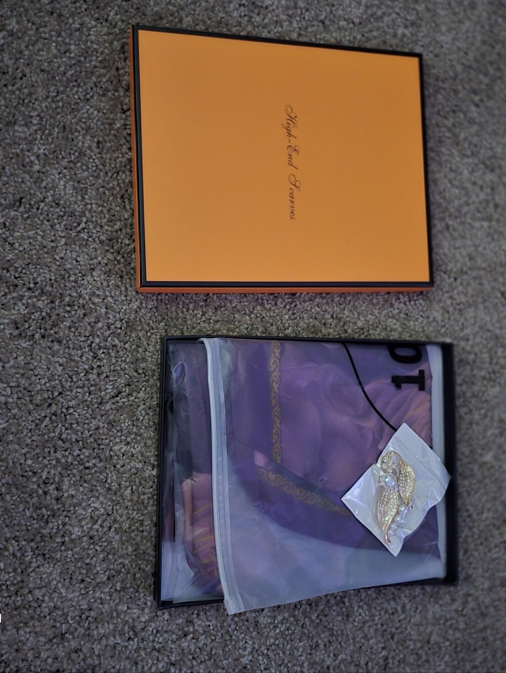 Luxury Purple Scarf with Gold Accent - Designer Inspired